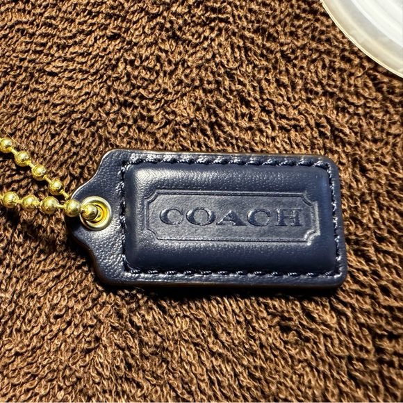 COACH Medium Navy Leather Black Replacement Purse Handbag Hang Tag Charm - Picture 1 of 2